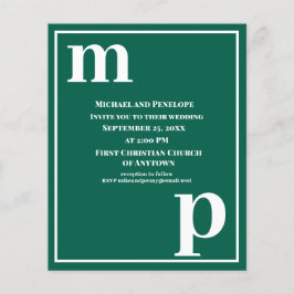 Flyer Trendy Typografia Emerald Green Budget Casamento