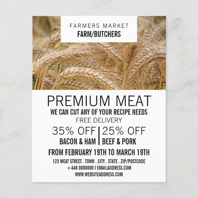 Flyer Trigo no Campo, Fazendeiro e Açougueiro Publicidad (Frente)