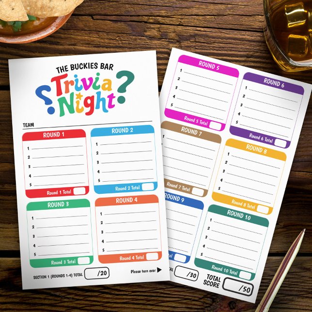 Flyer Trivia gaming 50 questions answer sheets (Criador carregado)