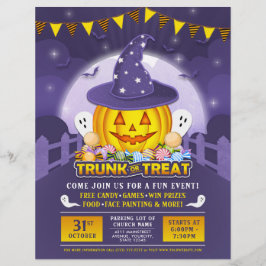 Flyer Tronco Halloween ou Tratar Evento de Abóbora Cuta