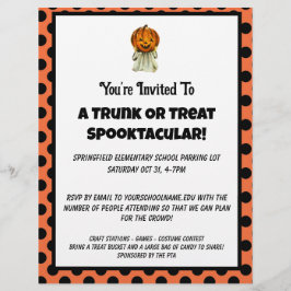 Flyer Tronco ou Tratar convite de festas pontilhado no H