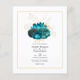 Flyer Turquesa e Dourada Casamento Floral