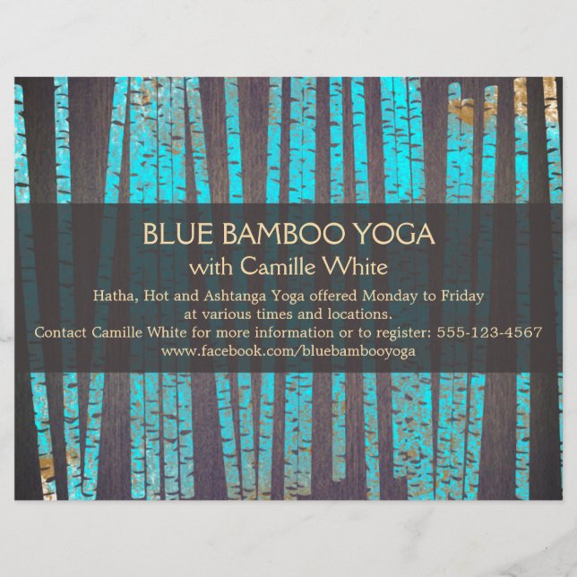 Flyer Turquoise Bamboo Yoga  Nature Health Spa Wood (Frente)