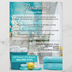 Flyer Turquoise Lemon Clearing Service Modelo Business
