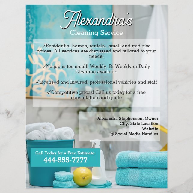 Flyer Turquoise Lemon Clearing Service Modelo Business (Frente)