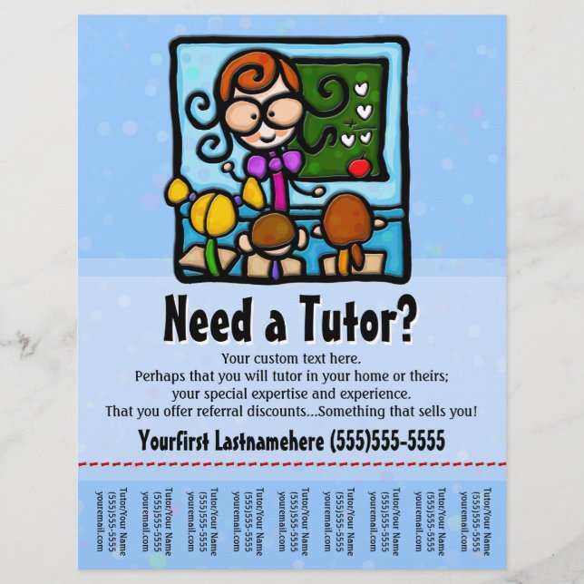Flyer Tutor.Tutoring.Texto/cor personalizado (Frente)