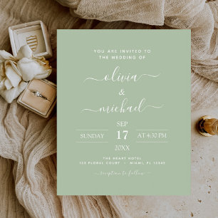 Flyer Typografia Moderna do Casamento Verde de Sage Orç
