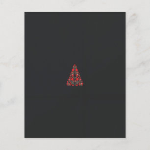 Flyer um cachecol vermelho e bege com uma fotografia de 