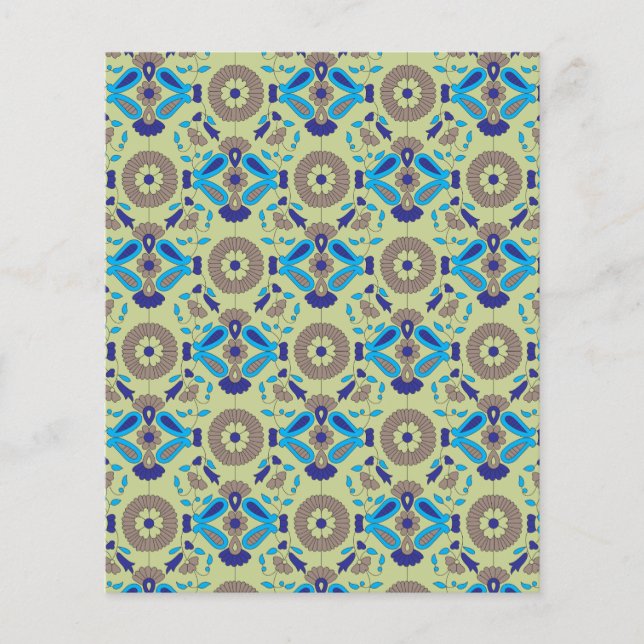 Flyer Um design de têxteis simétrico, de cor azul e/ou (Frente)