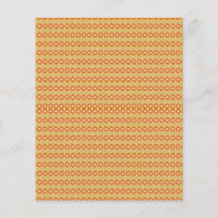 Flyer um fundo laranja e amarelo com pequenos pontos