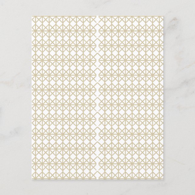 Flyer um padrão geométrico branco e dourado (Frente)