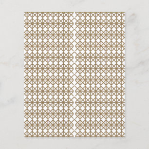 Flyer um padrão geométrico branco e dourado