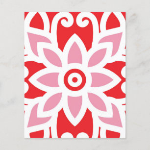 Flyer um padrão vermelho e branco com uma flor