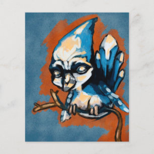 Flyer Um pássaro azul bebê em um galho canvas retrô vin