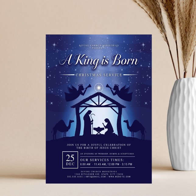 Flyer Um Rei É Nascido Cena de Natividade Igreja (Criador carregado)