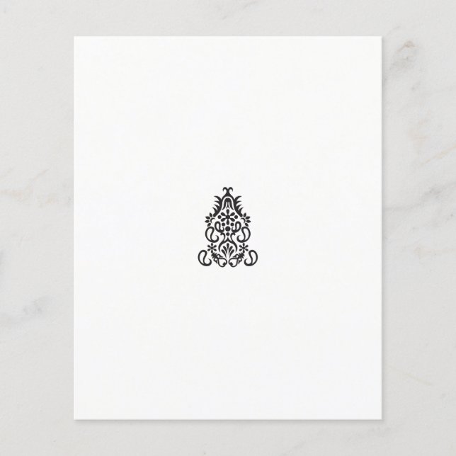 Flyer uma imagem em preto e branco de um design ornament (Frente)