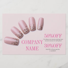 Flyer unhas de manicure chique e elegante salão de unhas