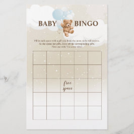 Flyer Ursinho Azul Empoeirado BINGO Jogos para Chá de Be