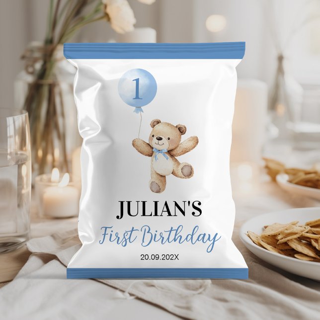 Flyer Ursinho Blue Balloon Beary Birthday Chip Bag Wrapp (Criador carregado)