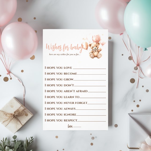 Flyer Urso Bonito Com Balões | Bebê rosa (Criador carregado)