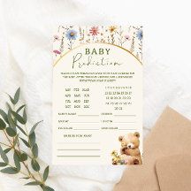 Urso de pelúcia Wildflower Baby Prediction Chá de 