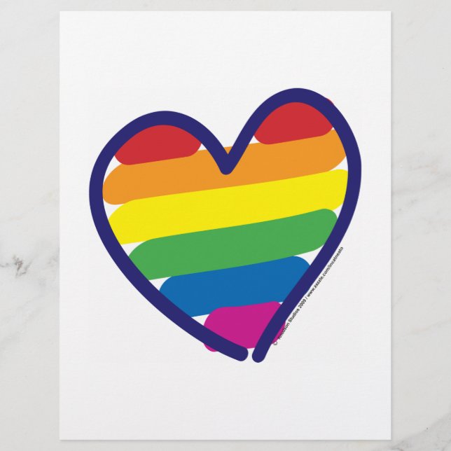 Flyer Valentine Gay Pride Rainbow Heart (Frente)
