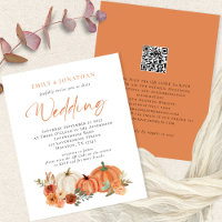 Valor Pumpkins queda Florais Convite de casamento