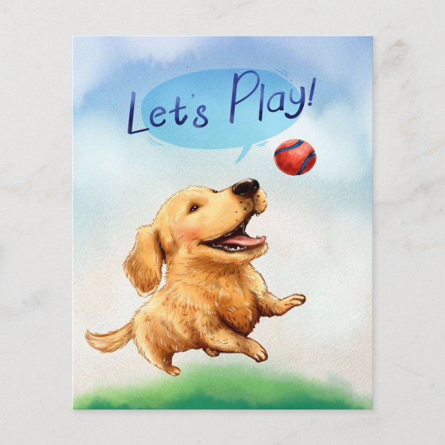 Flyer Vamos Jogar | Golden Retriever Canvas (Frente)