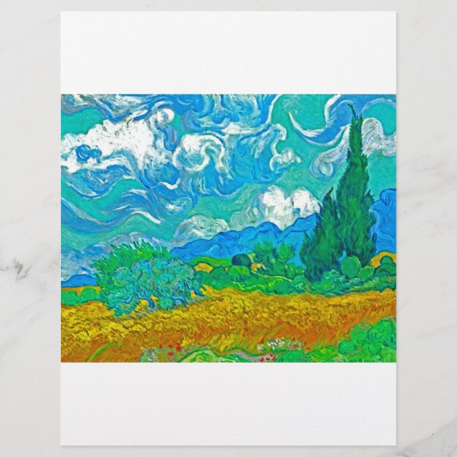 Flyer Van Gogh Wheatfield com Cyprestes (Frente)