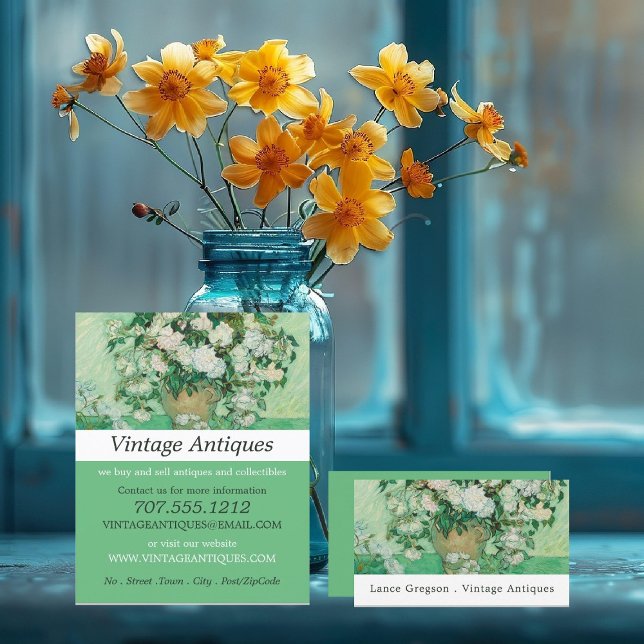 Flyer Vase Com Rosas Rosa, Van Gogh, Loja Antiquada (Criador carregado)
