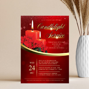 Flyer Vela de Natal Poinsettia Vermelha Igreja