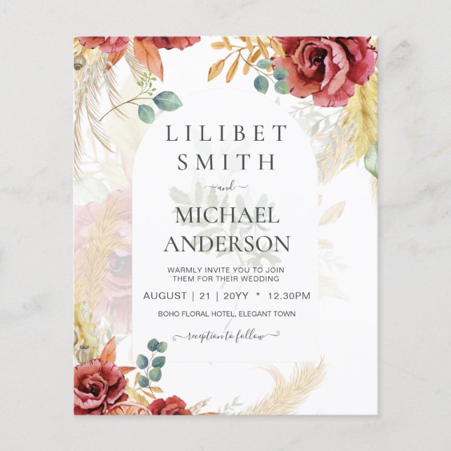 Flyer VENDA! Boho Burgundy Dourada Floral Country Fazend (Frente)