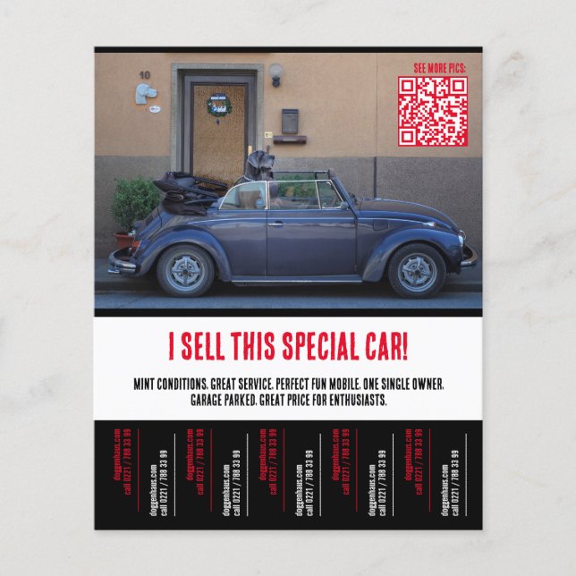 Flyer Venda de Carros com Desgarrar de Lágrimas (Frente)