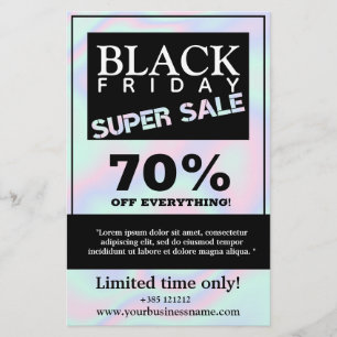 Flyer Venda de textura holográfica líquida falsa