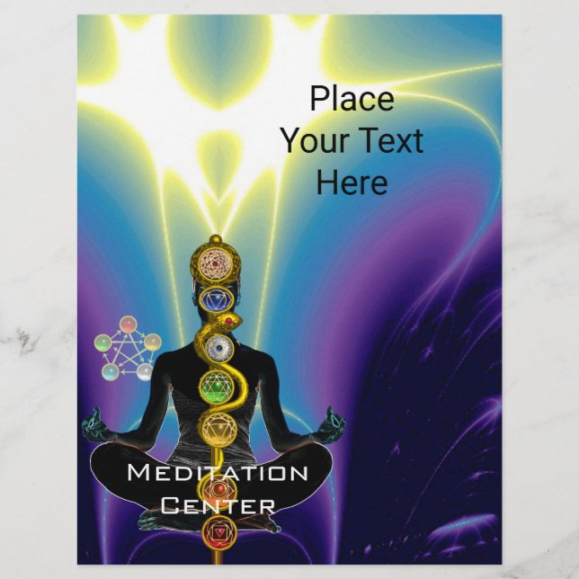 Flyer VIA DE ASCLEPIUS,7 CHAKRAS YOGA LOTUS POSE Blue (Frente)