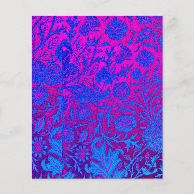 Flyer Vibrante, ombre, art nouveau, William Morris, roxo (Frente)