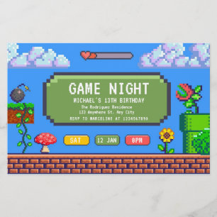 Flyer Vídeo Jogo Noite Crianças Jovens Jovens Jogando An