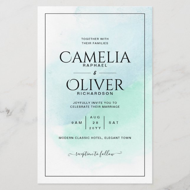 Flyer Vidro do Mar LeahG Turquesa Convite de casamento A (Frente)