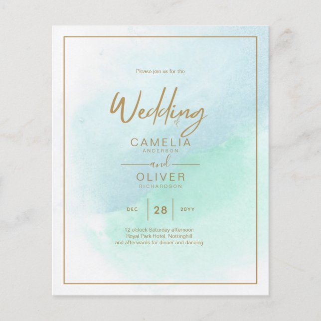 Flyer Vidro do Mar LeahG Turquesa Convite de casamento A (Frente)