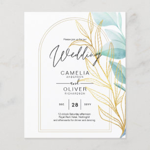 Flyer Vidro marítimo em 1 Aqua Green Dourada deixa casam