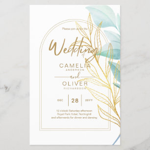 Flyer Vidro marítimo em 1 Aqua Green Dourada deixa casam