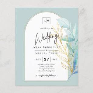 Flyer Vidro marítimo em 1 Aqua Green Dourada deixa casam