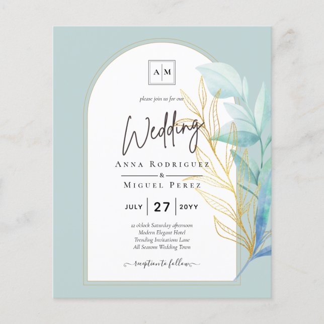 Flyer Vidro marítimo em 1 Aqua Green Dourada deixa casam (Frente)