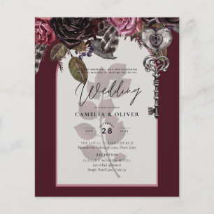 Flyer Vinho Borgonha Casamento Floral Queda de Inverno
