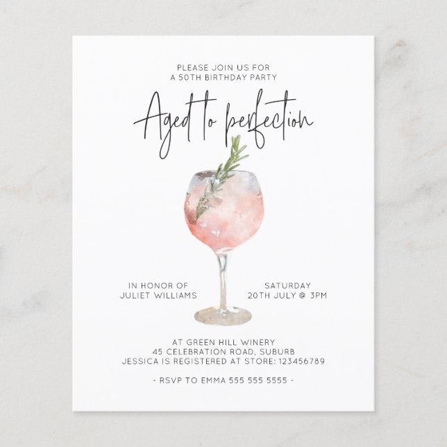 Flyer Vinho Rosa de Orçamento Envelhecido até ao 50º Ani (Frente)