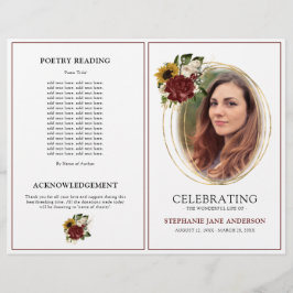 Flyer Vintage Autumn Floral Funeral Service Program Flye