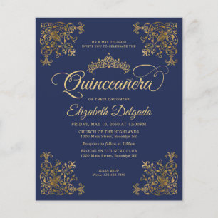 Flyer Vintage Barata Frame Dourado Real Quinceanera