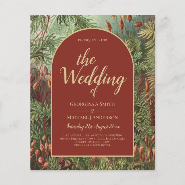 Flyer Vintage Botanical Terracotta Florals Arch WEDDING (Frente)