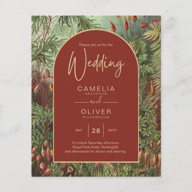 Flyer Vintage Botanical Terracotta Florals Arch WEDDING (Frente)