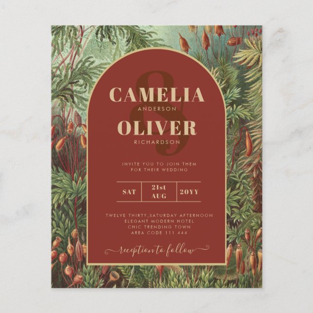 Flyer Vintage Botanical Terracotta Florals Arch WEDDING (Frente)